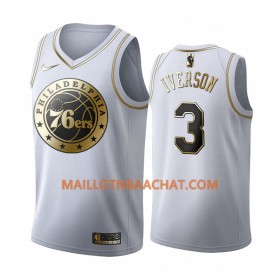 Maillot NBA Philadelphia 76ers Allen Iverson 3 Nike 2019-20 Blanc Golden Edition Swingman - Homme